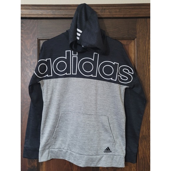 adidas Other - Adidas Unisex Kid's Black Grey Long Sleeve Hooded Sweatshirt XL 18-20